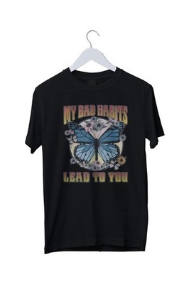 Bad Habits Ed Sheeran Shirt, Butterfly Graphic Unisex T-Shirt S M L XL 2 3 4 XL
