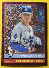 2025 Topps Heritage Justin Wrobleski #319 Chrome Burgundy Sparkle Refractor (RC)