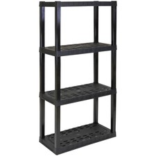 Plastic Storage Shelves Garage Shelving Unit 4-Tier 57"H x 14"D x 30"W Black 400