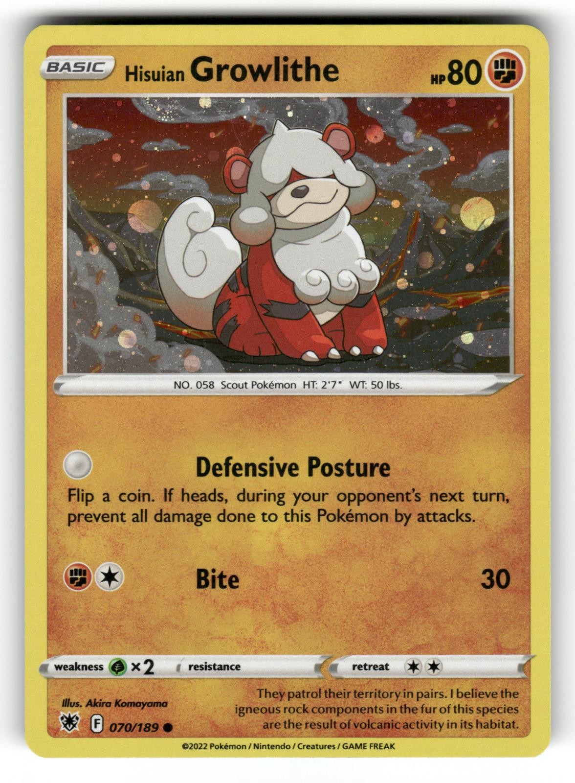 Hisuian Growlithe Cosmos Holo LP 70/189 Astral Radiance Deck Exclusives Pokemon
