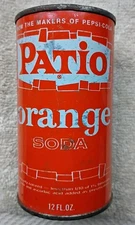 VERY RARE JUICE TOP PATIO ORANGE SODA POP CAN 12oz STRAIGHT STEEL CAN - PEPSICO