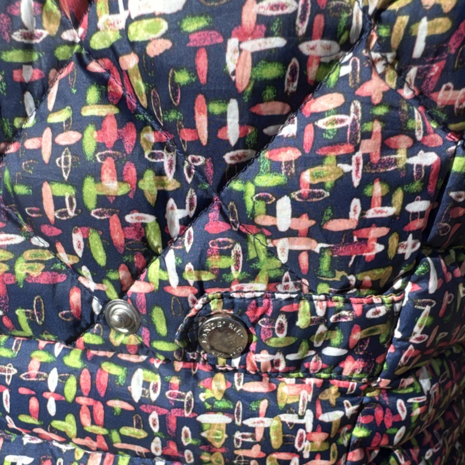 Lands' End Quilted Down Patterned Jacket Snap Zip… - image 3