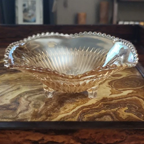 vintage Jeanette glass marigold carnival glass 3 footed bowl