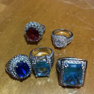 Lote de 5 anillos de plata de ley 925 talla 6