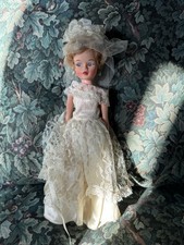 VTG Tammy Doll Wedding Dress Bubble Cut 1960s Barbie Clone Blonde Hair Blue Eyes