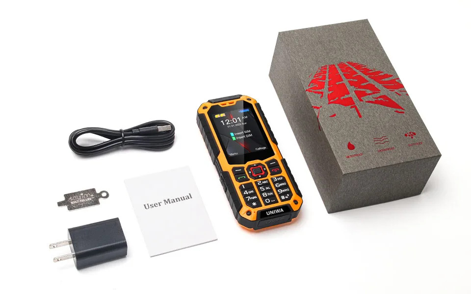 Unlocked UNIWA S9 Rugged Phone Waterproof Torch Cell Phone Feature Phone 4G LTE