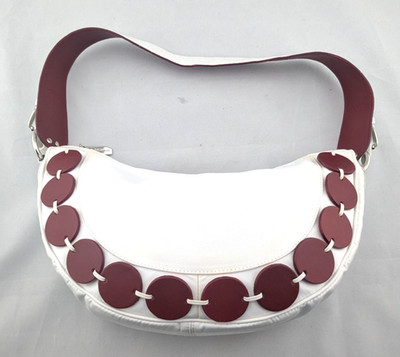 Pierre Berge White Red Dot Shoulder Bag   Italian Leather   Mod Pop Style   EUC