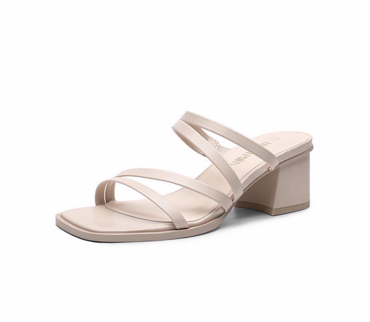 DREAM PAIRS Square Toe Strappy Chunky Heel Sandals Beige Cream Size 9 Women's