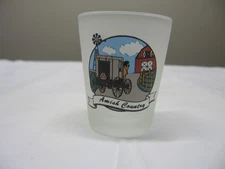 Amish Country Souvenir Shot Glass Farm Horse & Buggy Barn