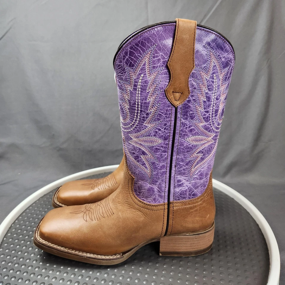Laredo Boots Womens Size 8.5 Brown Purple Western Cowboy Square Toe Leather 5947 - Image 4 of 4