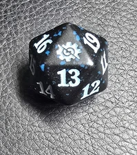 MTG D20 Spindown 20-side Life Counter Die Dice Brothers War Black & Blue