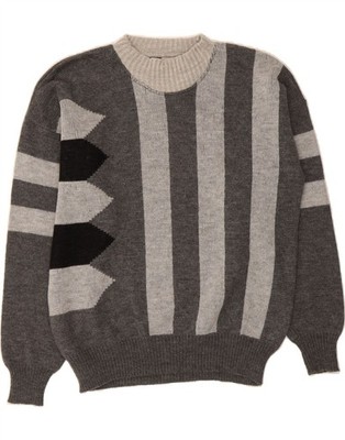 ANGELO LITRICO Mens Crew Neck Jumper Sweater IT 56/58 XL Grey Striped CS02