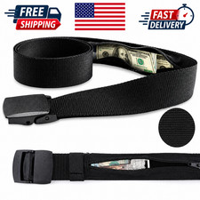 Travel Security Belt Hidden Money Pouch Wallet Pocket Waist Belt Safe Non-Metal