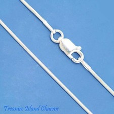 16" 1mm Round Snake 925 Solid Sterling Silver Neck Chain Necklace MADE IN ITALY