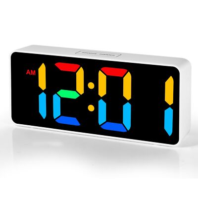 Small Digital Alarm Clock Large Numbers Display with Brightness Dimmer White