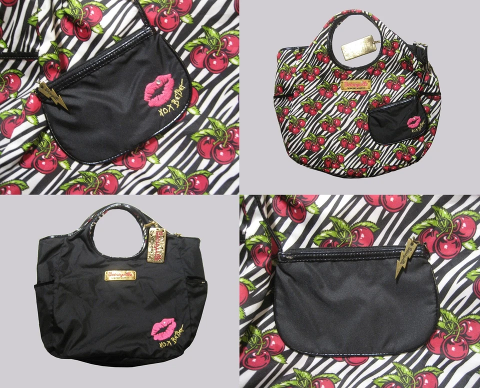 BETSEYVILLE FUN CEBRA, CEREZAS, LABIOS MARILYN BETSEY JOHNSON Y2K TOTE reversible