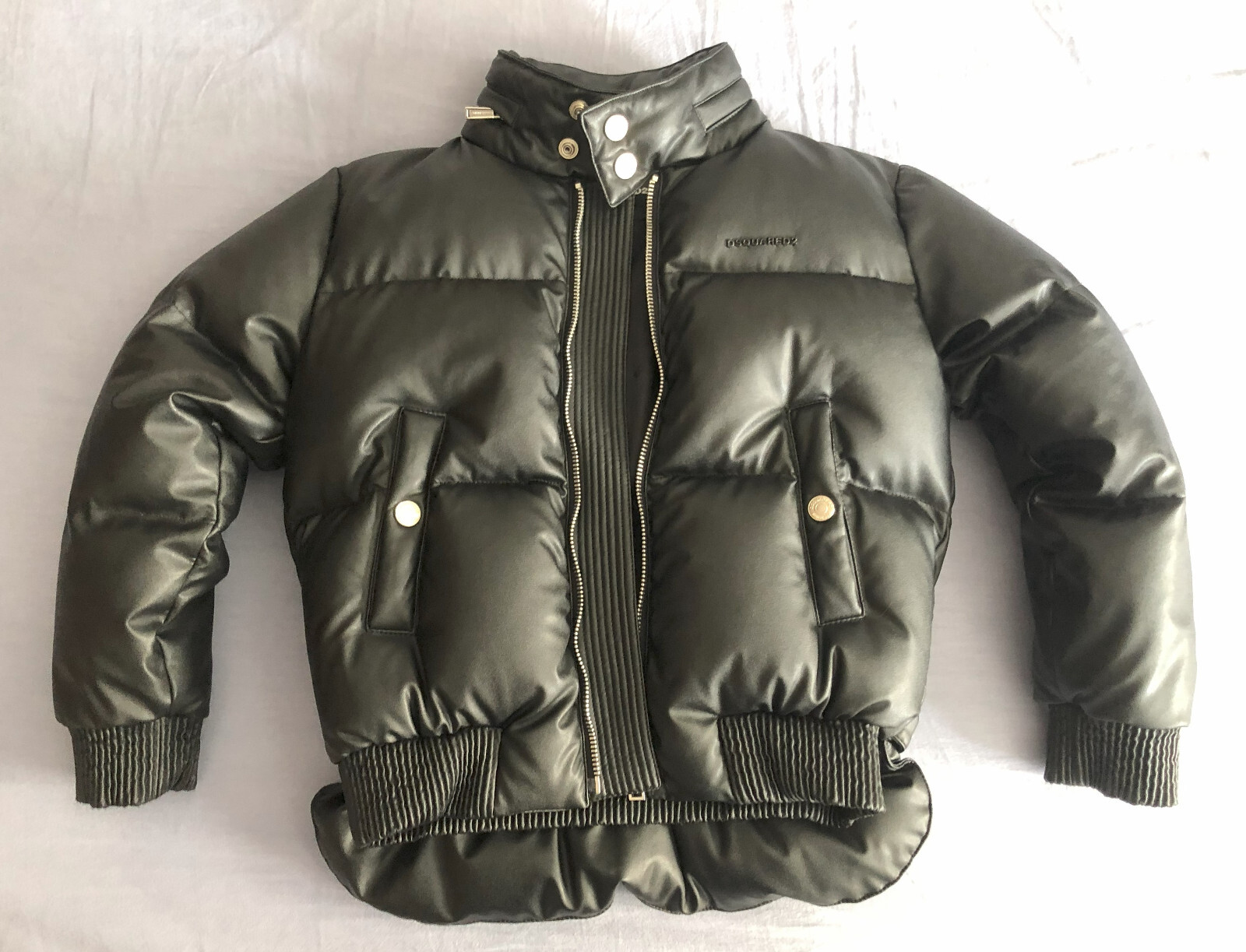 RRP €1200 Authentic DSQUARED Leather Bomber Down Jacket  for boys size 8Y image 7