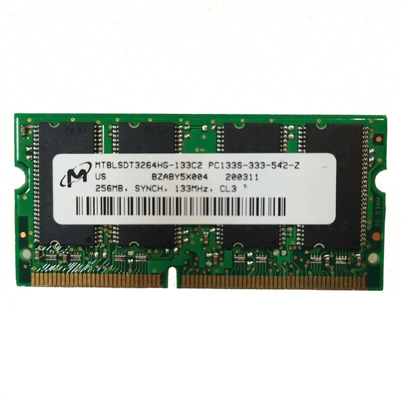 Micron 256MB SD SO-DIMM PC133S-333-542 133 MHz Memory RAM MT8LSDT3264HG-133C2 - Image 2 of 3