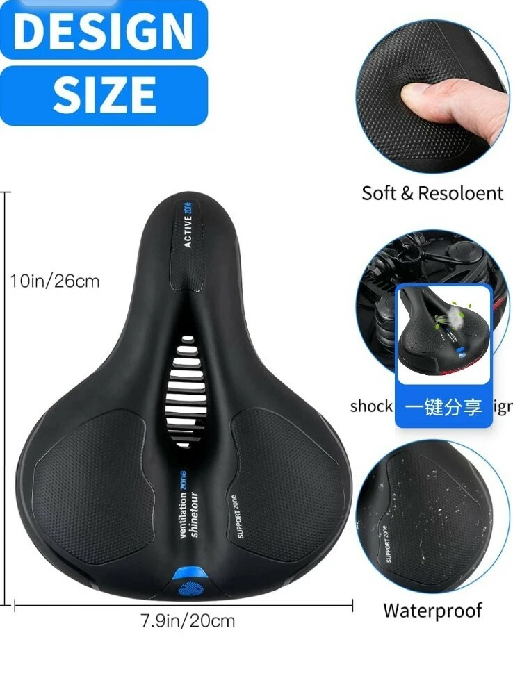 MSDADA Gel Bike Seat Bicycle Saddle Wide Bike Saddle for Men