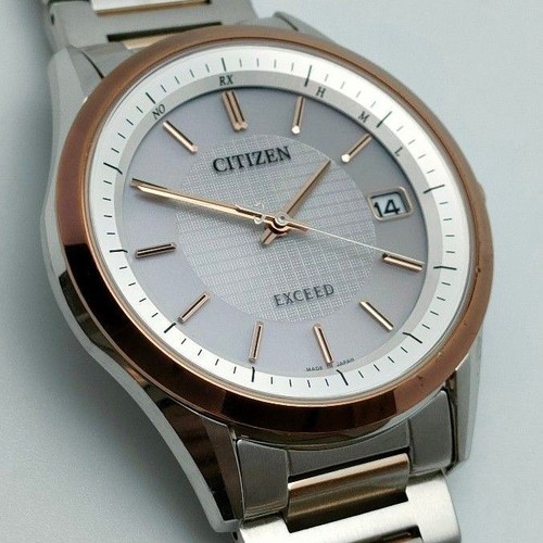 Citizen Exceed AS7094-76A Eco-Dr Radio Controllato Bianco Oro Quarzo Da Orologio