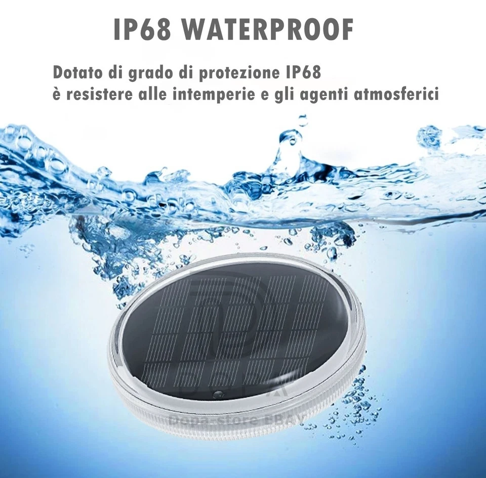 Lampada Faretto Solare Galleggiante LED RGB Proiettore Piscina Telecomando IP68 - Immagine 2 di 4