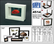 Schweberahmen-Mineralien-SAFE-4514-Wei&szlig;-Ma&szlig;e-Innen-70x70mm-Au&szlig;en-100x100x35mm