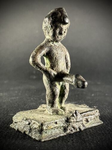 EXCELLENT ANCIENT ROMAN BRONZE FIGURINE OF GOD PRIAPUS ON STAND CIRCA 200-300 AD - Picture 1 of 10