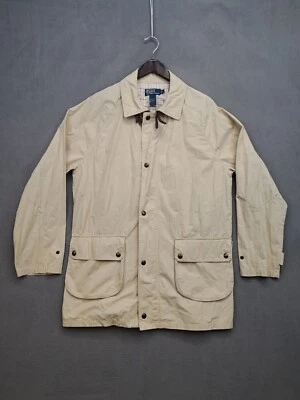 POLO RALPH LAUREN Field Jacket Mens L Utility Coat Leather Trim Parka Leather
