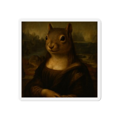 Die-Cut Fridge Magnet Renaissance Squirrel Mona Lisa Art
