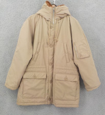 Fieldmaster Lined Coat Mens SZ 42-44 Light Brown Button Zipper Hood Pockets GUC