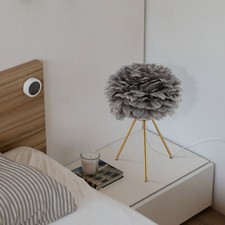 Gray Feather Table Lamp Tripod Lamp, Feather Lamp, Table Light Hand Control