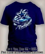 Cowboys Football Muscle Car Tee Shirt Graphic Sports Fan Apparel Big Tall Small