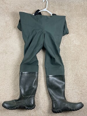 Vintage Frogg Togs Rubber Bootfoot Chest Wader Mens 12 Drawstring Green Black