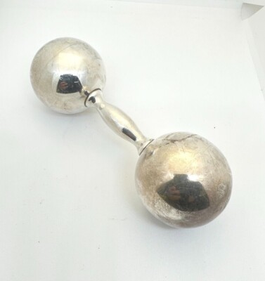 Tiffany & Co. Sterling Silver 925 Large Barbell Baby Rattle