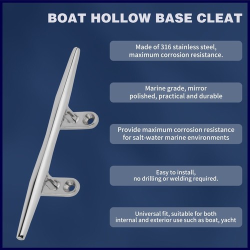 2PCS 316 Stainless Steel 15" Boat Dock Mooring Cleats Lightweight Bollards - Picture 2 of 12