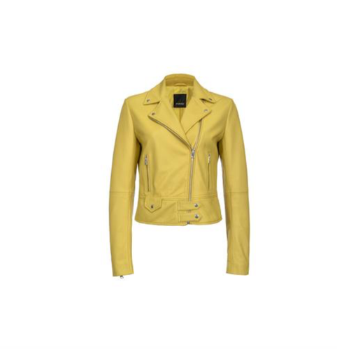 Giacca Donna PINKO chiodo in pelle 'SENSIBILE' Giallo | eBay