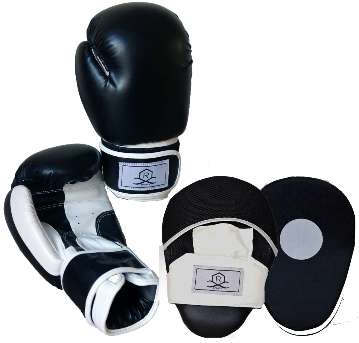 Focus Pads and Boxing Gloves Set Hook & Jabs Mitts Punch Bag Gym Training  MMA