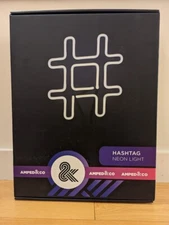 Amped & Co Neon Hashtag Symbol Desk Light White 8" by 13" REAL NEON NEW GLASS