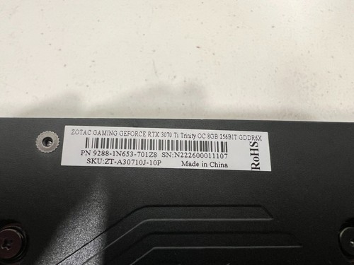 Defective ZOTAC GAMING GeForce RTX 3070 Ti Trinity OC 8GB GDDR6X Graphics Card - Afbeelding 5 van 6
