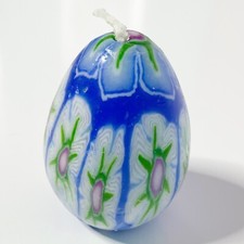 Millefiori Candle Vintage 90's Psychedelic Oval Glow Venetian Glass Style Blue
