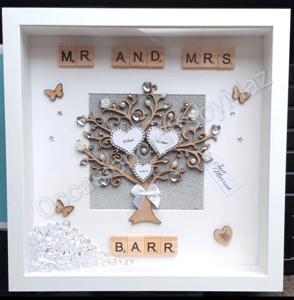 Wedding day gift personalised wedding present shadow box frame