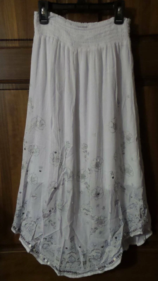 NWT ~ JUSTICE White flowing top Pull-on skirt Silver sequins Summer  Girls 14 16 - Image 4 of 4