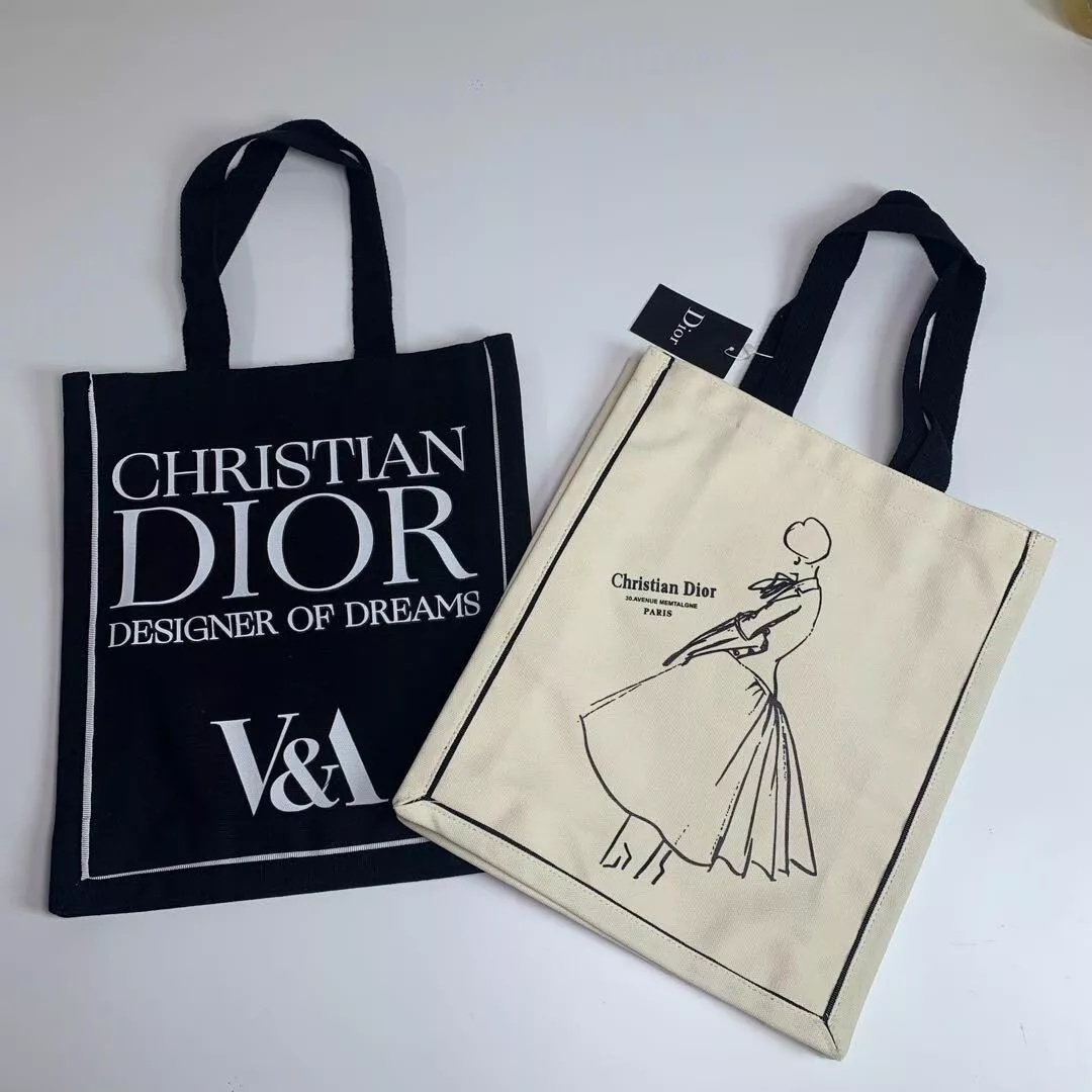 Christian Dior V&A Limited Edition ivory BLACK Canvas Tote Bag  37x33x10.5cm