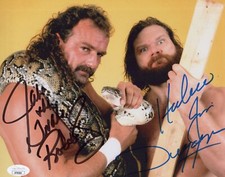 WWE- Hacksaw Jim Duggan & Jake the Snake Roberts signed 8x10 photo JSA COA
