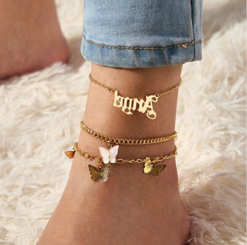 Varios Estilos Pulsera Tobillo Tobillo Cadena Pie Cuentas Corazón Mariposa Colorido - Imagen 13 de 239