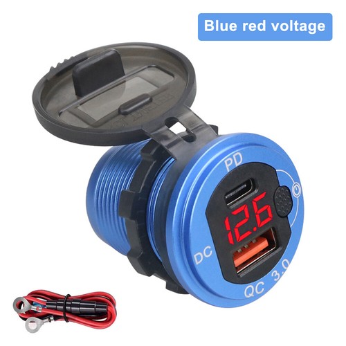 12V QC3.0 Dual USB Car Fast Charger Socket Power Outlet LED Voltmeter Waterproof - 第 14/28 張圖片