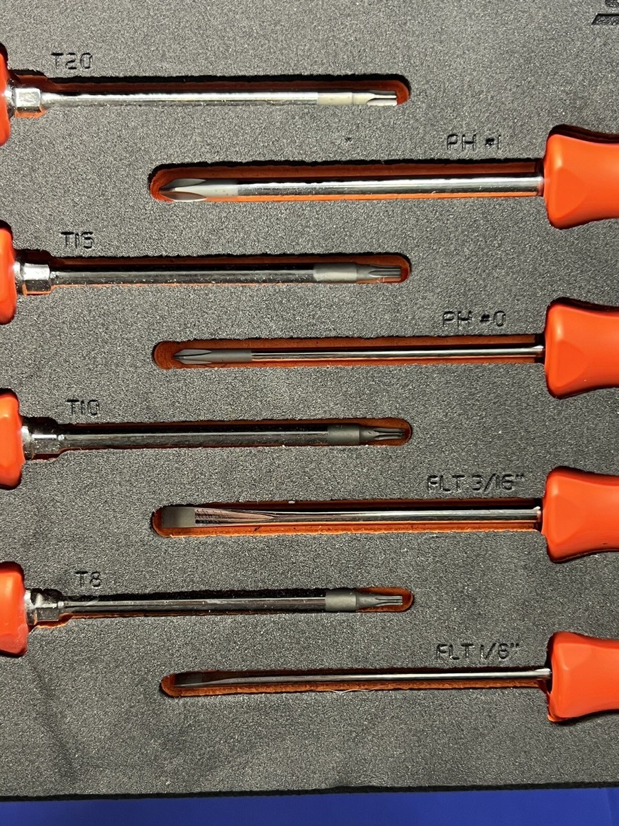 Snap on 8pc Soft Grip T-PH Screwdriver Set with FMSCD0380 Foam