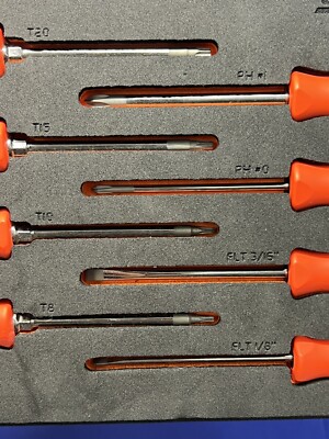 Snap on 8pc Soft Grip T-PH Screwdriver Set with FMSCD0380 Foam