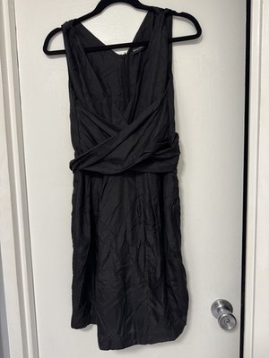 Vintage NWOT Wayne Cooper Silk Black Sleeveless Dress Sz 4