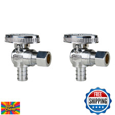 SUNGATOR 2-Pack Angle Stop Valve 1/2" PEX x 3/8" Comp Chrome Shut Off Faucet/Toi